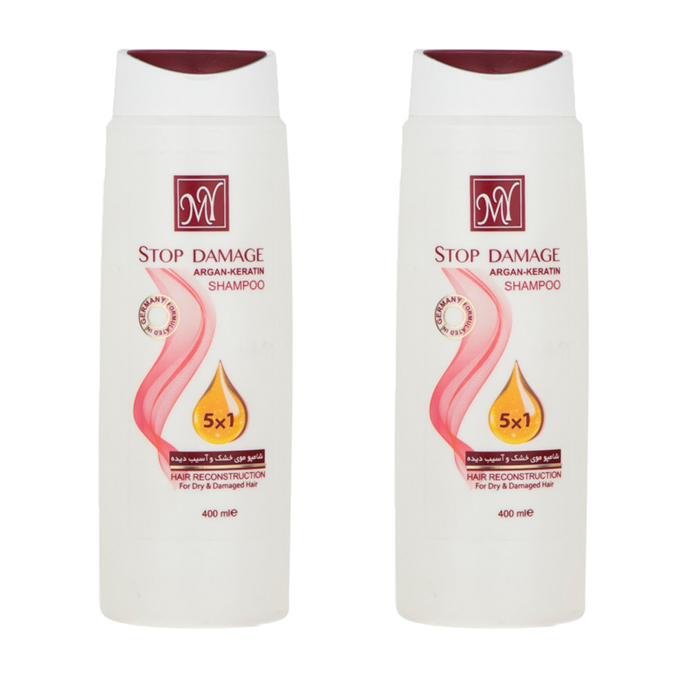 شامپو تثبیت کننده رنگ مو مای مدل stop damage حجم 400 میلی لیتر بسته 2 عددی
